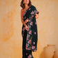 Rajwada Green Silk Blend Embroidered Saree With Unstitched Blouse For Women