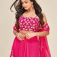Rajwada Women Designer Pink Georgette Semi Stitched Lehenga With Unstitched Blouse