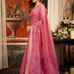 Rajwada Pink Cotton Blend Solid Saree For Women
