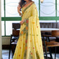 Rajwada Yellow Linen Blend Solid Saree For Women