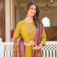 Rajwada Mustard Rayon Embroidered Stitched Kurta Set For Women