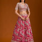 Rajwada Pink Organza Printed Stitched Lehenga Choli For Women