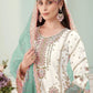 Rajwada White Georgette Embellished Semi Stitched Kurta Set For Women