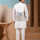 Rajwada White Silk Blend Embroidered Stitched Kurta Set For Men