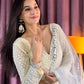Rajwada White Georgette Mirror Work Semi-Stitched lehenga For Women