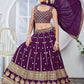 Rajwada Purple Georgette Thread & Sequins Embroidered Semi-Stitched Lehenga For Women