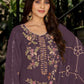 Rajwada Mauve Georgette Embellished Semi-Stitched Kurta Set For Women