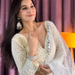 Rajwada White Georgette Mirror Work Semi-Stitched lehenga For Women