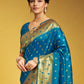 Rajwada Blue Silk Blend Woven Pithani Saree For Women