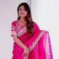 Rajwada Dark Pink Silk Blend Solid Saree For Women