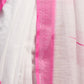 Rajwada White And Pink Cotton Linen Zari Work Saree For Women