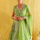 Rajwada Light Green Silk Blend Embellished Semi-Stitched Lehenga For Women