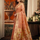 Rajwada Peach Silk Blend Solid Saree For Women
