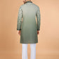 Rajwada Green Viscose Silk Sequins Stitched Kurta For Men