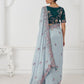 Rajwada Sky Blue Viscose Silk Embroidered Saree For Women