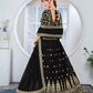 Rajwada Black Georgette Thread & Sequins Embroidered Semi-Stitched Lehenga For Women