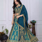Rajwada Blue And Teal Georgette Embroidered Semi-Stitched lehenga For Women
