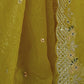 Rajwada Mustard Silk Blend Embroidered Solid Saree For Women