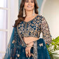 Rajwada Teal Blue Net Sequence Embroidered Semi-Stitched Lehenga For Women