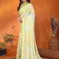 Rajwada Light Green Georgette Printed Saree With Unstitched Blouse For Women