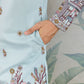 Rajwada Sky Blue Viscose Silk Embroidered Stitched Kurta For Men