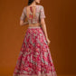 Rajwada Pink Organza Printed Stitched Lehenga Choli For Women