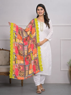 Rajwada White Silk Blend Embroidered Stitched Kurta Set For Women