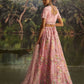 Rajwada Pink Net Embellished Semi-Stitched Lehenga For Women