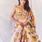 Rajwada Light Pink Georgette Butterfly Print Semi Stitched Lehenga For Women