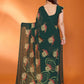 Rajwada Green Silk Blend Floral Print Saree For Women