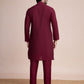 Rajwada Maroon Silk Blend Embellished Stitched Kurta With Pant For Men