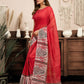 Rajwada Red Cotton Linen Zari Work Saree For Women