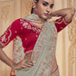 Rajwada Grey Georgette Embroidered Elegant Saree For Women