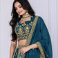 Rajwada Blue And Teal Georgette Embroidered Semi-Stitched lehenga For Women