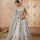 Rajwada Sky Blue Silk Blend Embroidered Semi-Stitched Lehenga For Women