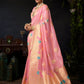 Rajwada Peach Organza Solid Saree For Women