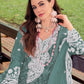 Rajwada Blue Silk Blend Embellished Semi Stitched Kurta Set For Women