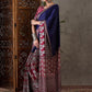 Rajwada Navy Blue And Maroon Silk Blend Printed Elegant Saree For Women