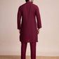 Rajwada Maroon Silk Blend Embellished Stitched Kurta With Pant For Men
