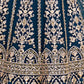 Rajwada Teal Blue Net Sequence Embroidered Semi-Stitched Lehenga For Women