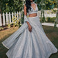 Rajwada Light Grey Silk Blend Embellished Semi-Stitched Lehenga For Women