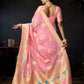 Rajwada Peach Organza Solid Saree For Women