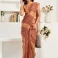 Rajwada Beige Cotton Linen Zari Work Saree For Women
