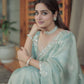 Rajwada Sea Green Organza Solid Saree For Women