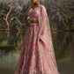 Rajwada Pink Net Embellished Semi-Stitched Lehenga For Women