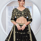 Rajwada Black Georgette Thread & Sequins Embroidered Semi-Stitched Lehenga For Women