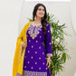 Rajwada Voilet Chiffon Embroidered Stitched Kurta Set For Women