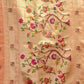 Rajwada Peach Silk Blend Solid Saree For Women