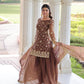 Rajwada Brown Silk Blend Embellished Kurta Set For Women