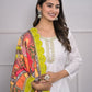 Rajwada White Silk Blend Embroidered Stitched Kurta Set For Women